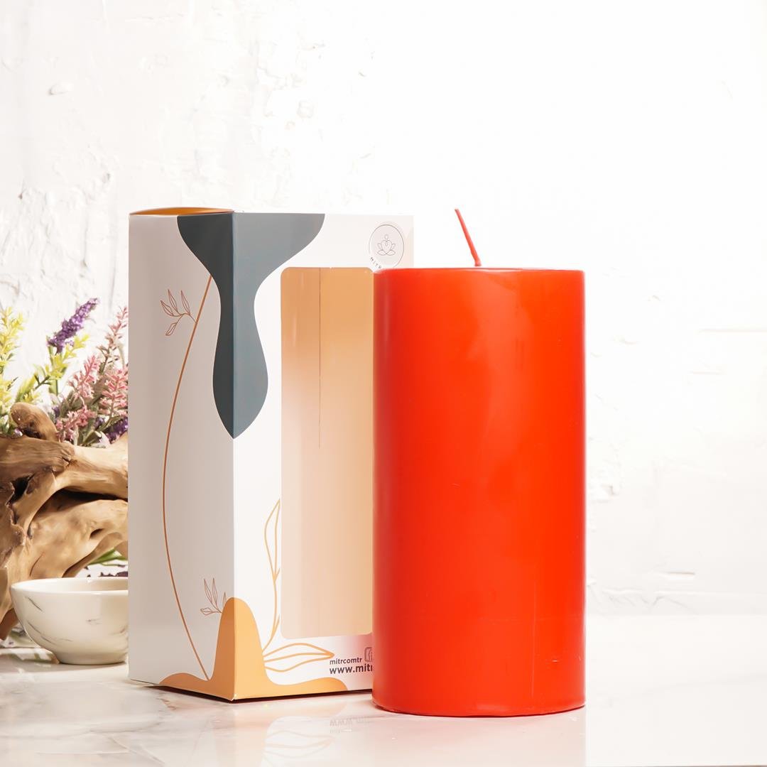 20x10 cm Mitr Kırmızı Silindir Mum
