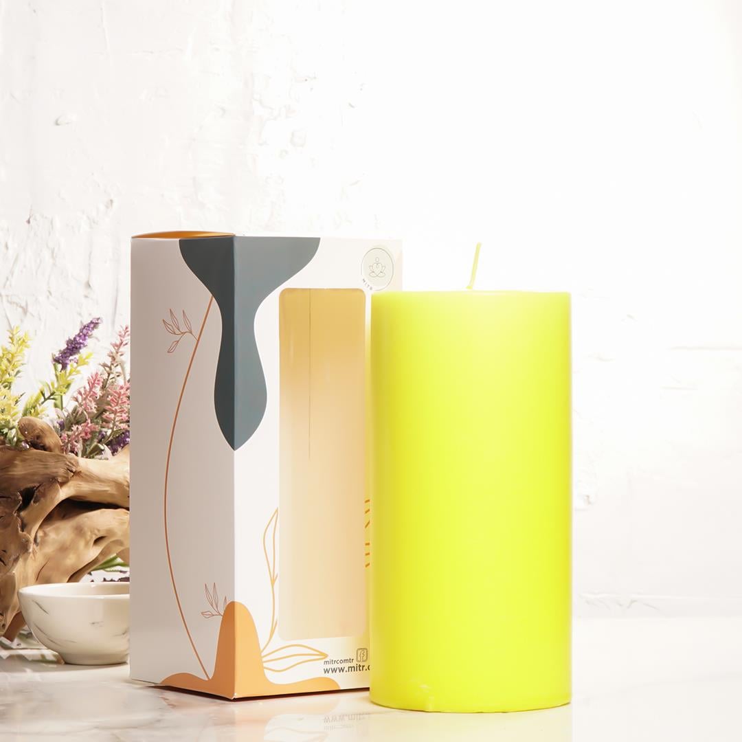 20x10 cm Mitr Sarı Silindir Mum
