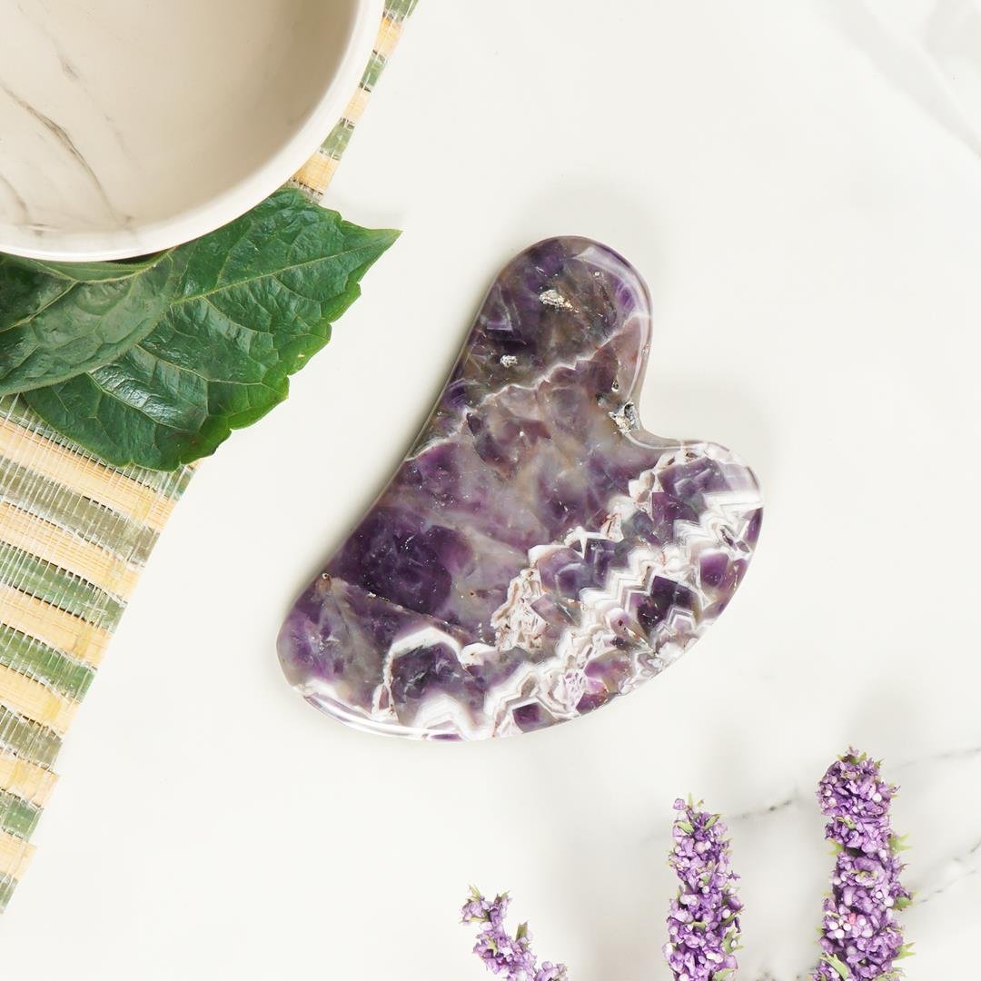 Ametist Gua Sha Doğal Taş Masaj Aleti