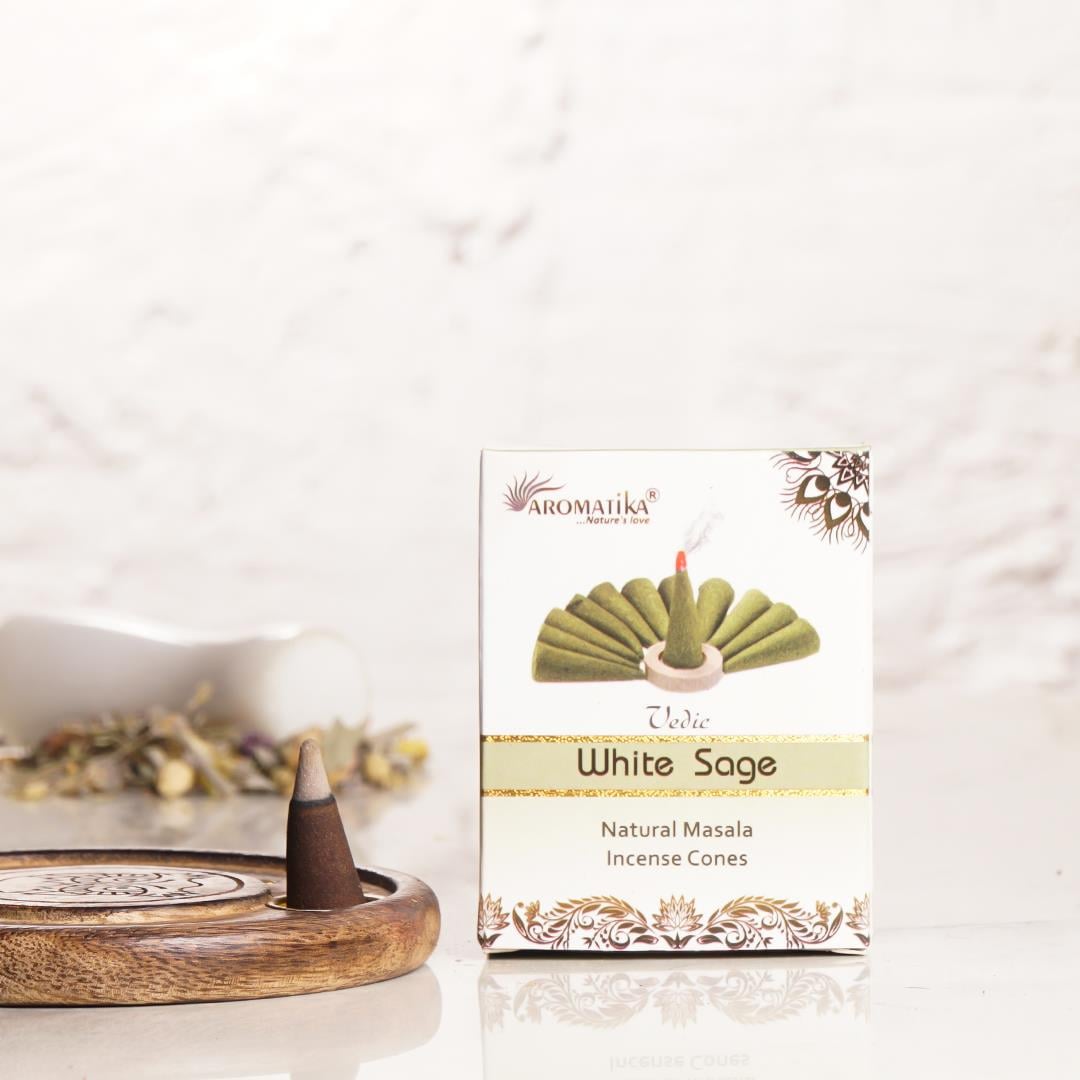 Aromatika Beyaz Adaçayı Kokulu Konik Tütsü