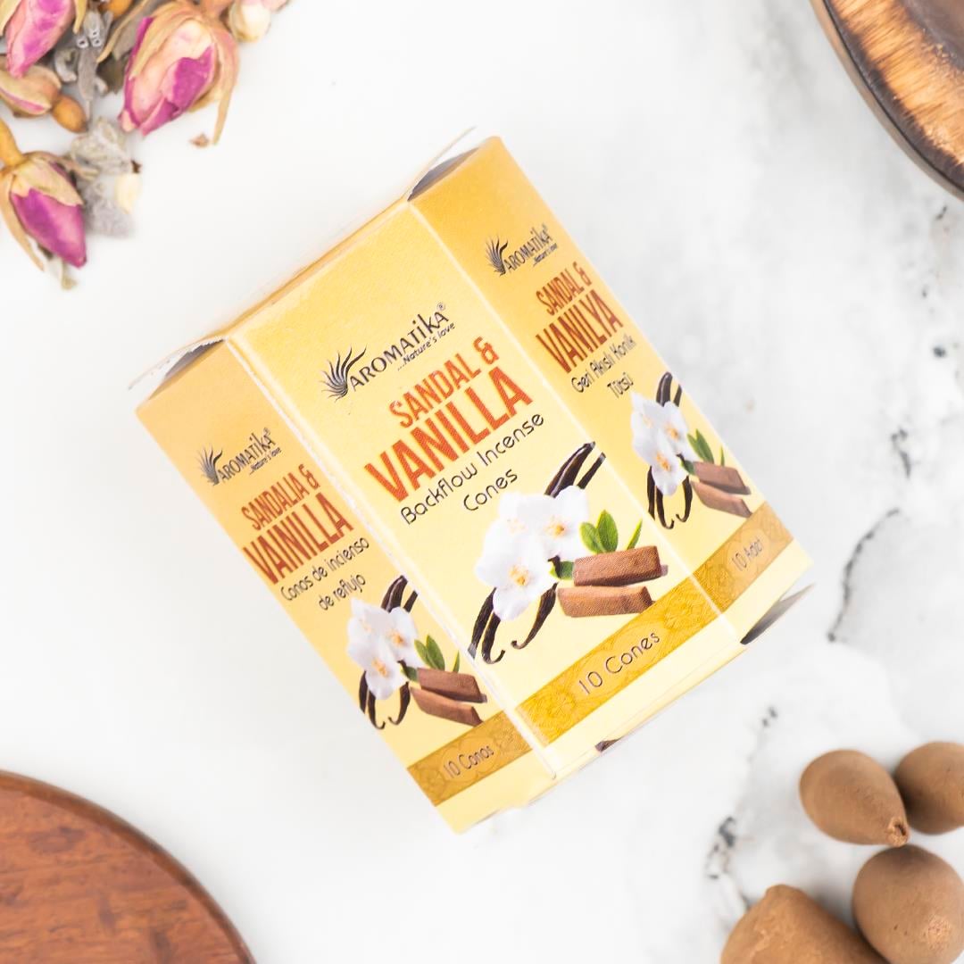 Aromatika Sandal & Vanilla Geri Akışlı Şelale Tütsü (Backflow)