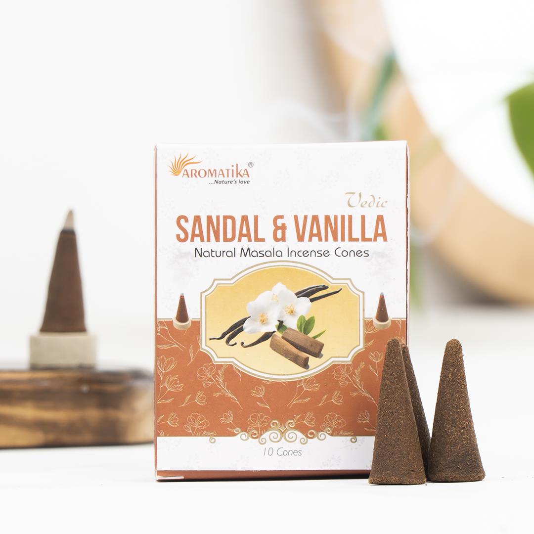Aromatika Sandal & Vanilya Aromalı Konik Tütsü