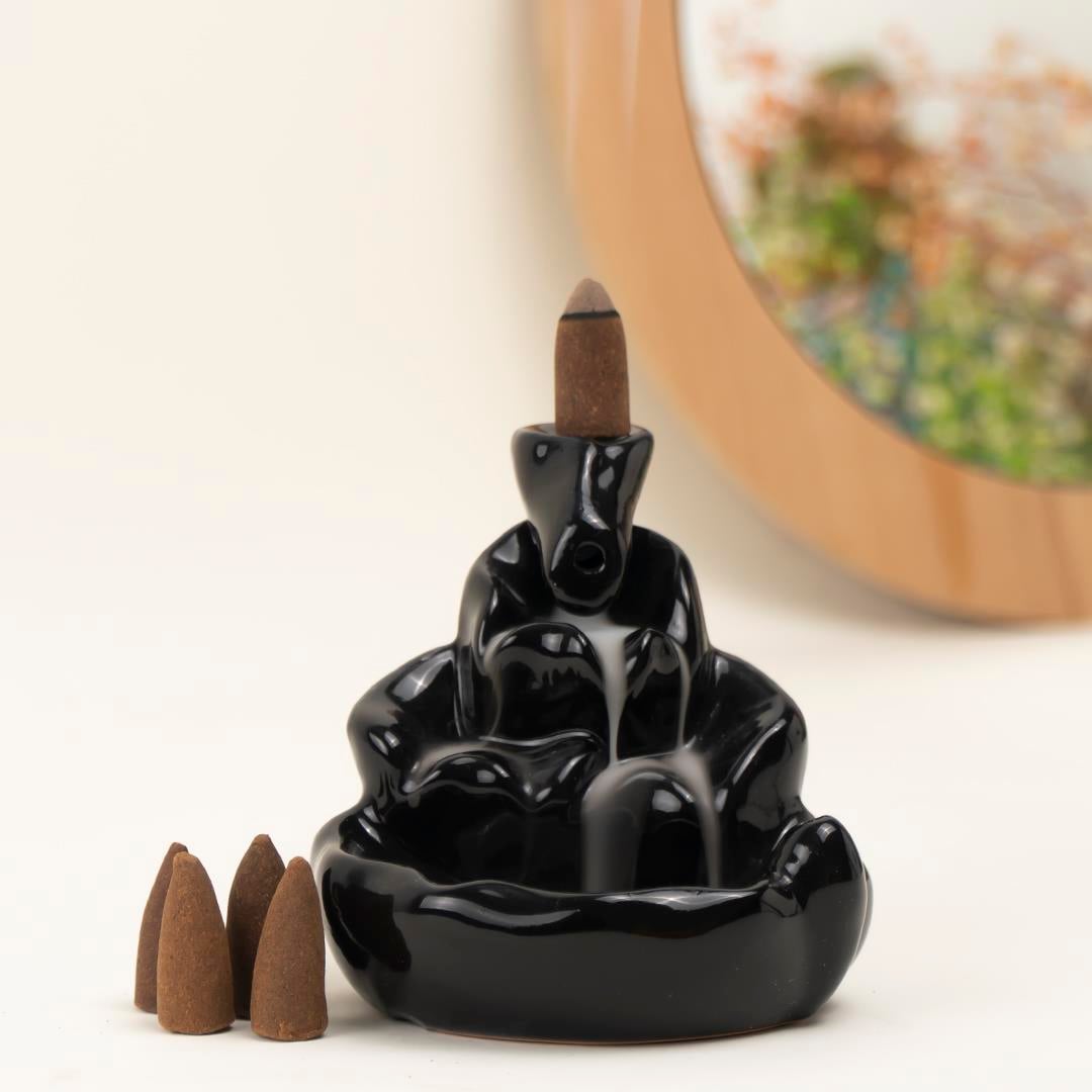 Black Backflow Geri Akışlı Seramik Tütsülük