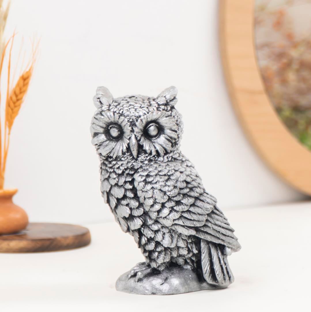Dekoratif Silver Baykuş Heykeli