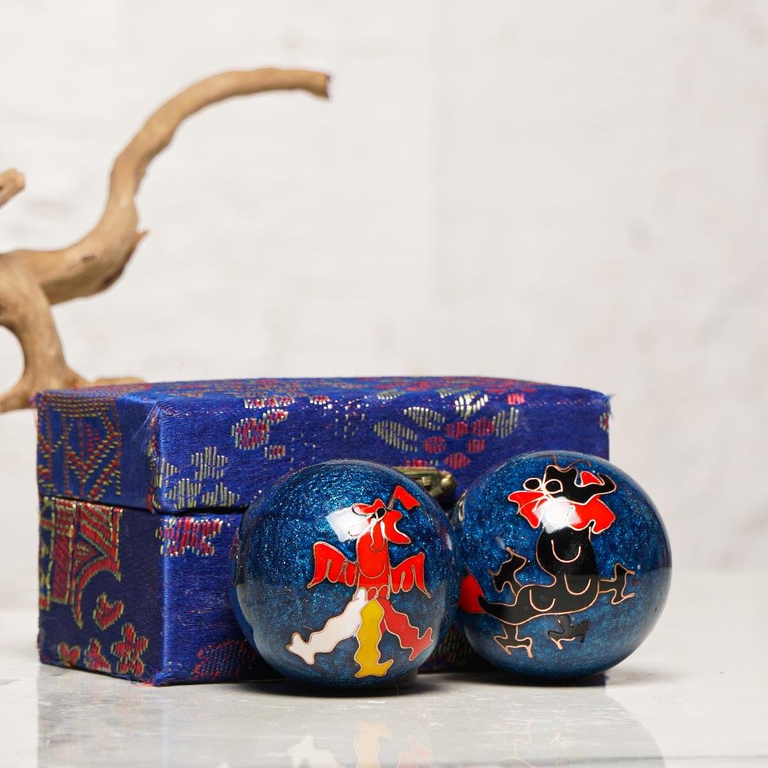 Dragon Temalı Mavi Zen Meditasyon Baoding Topu