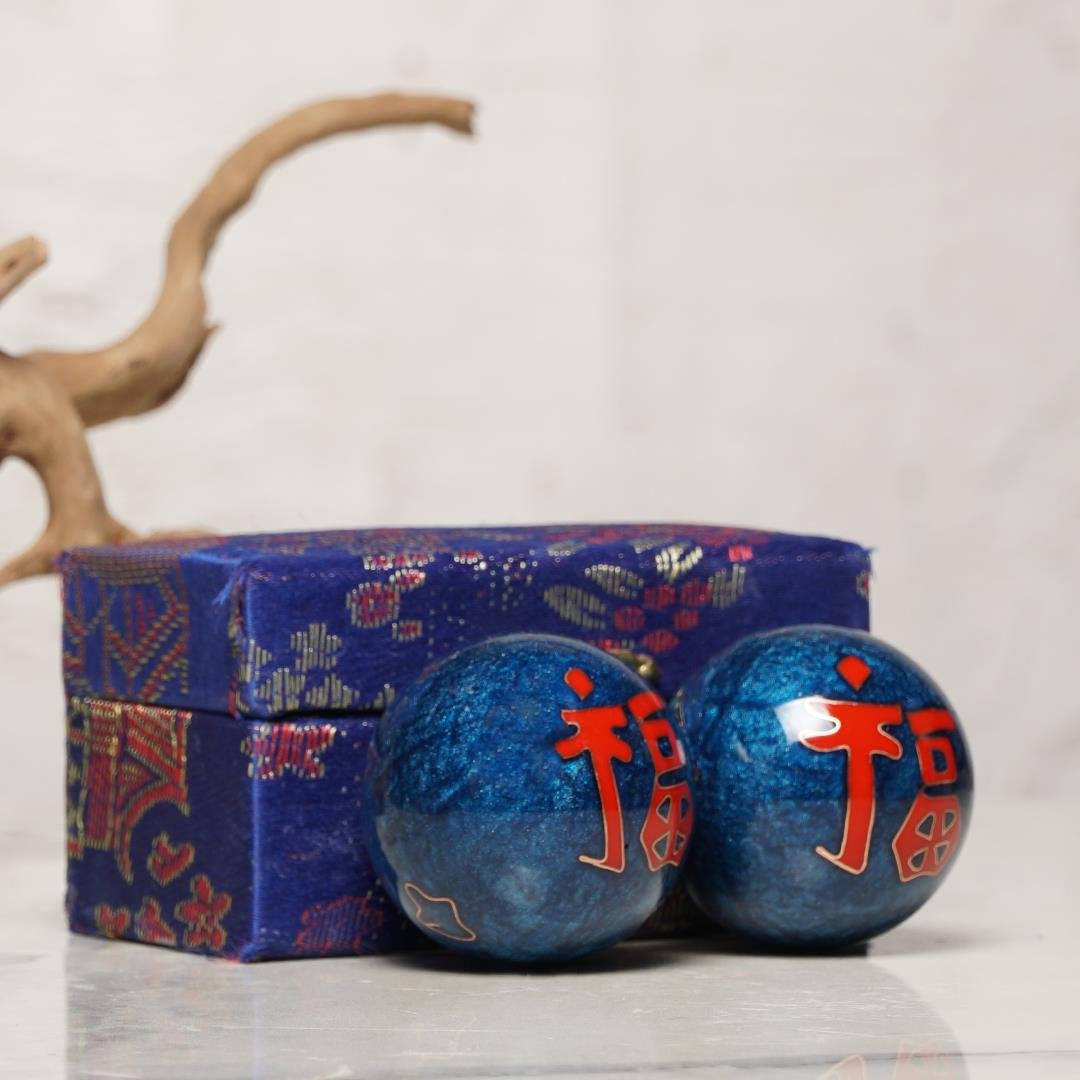 Good Fortune Temalı Mavi Zen Meditasyon Baoding Topu