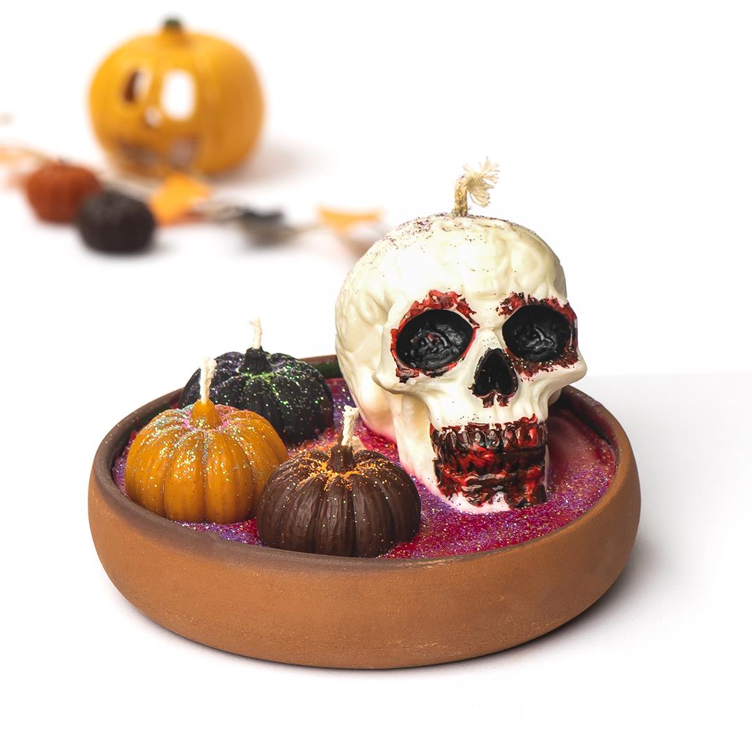 Halloween Kuru Kafa Temalı Mum