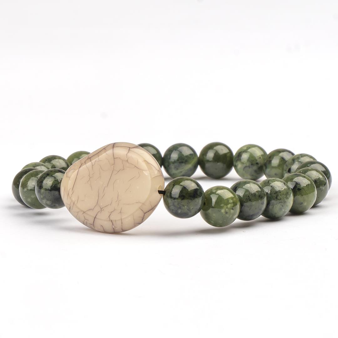 Kanada Yeşimi Doğal Taş Bileklik (8 mm) – Doğanın Kalbi