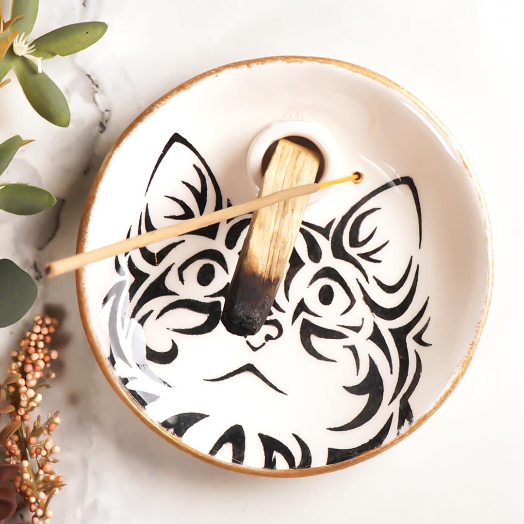 Kedi Temalı Beyaz Palo Santo Tütsülük