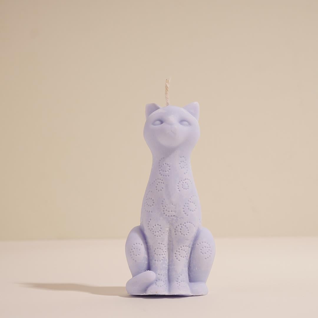 Kedi Temalı Mavi Soya Mum