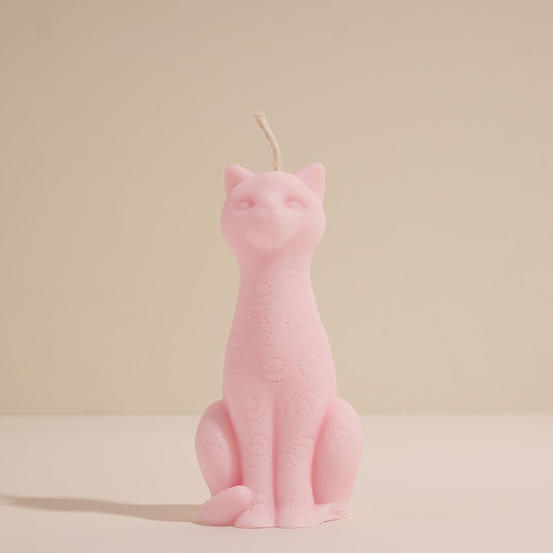 Kedi Temalı Pembe Soya Mum