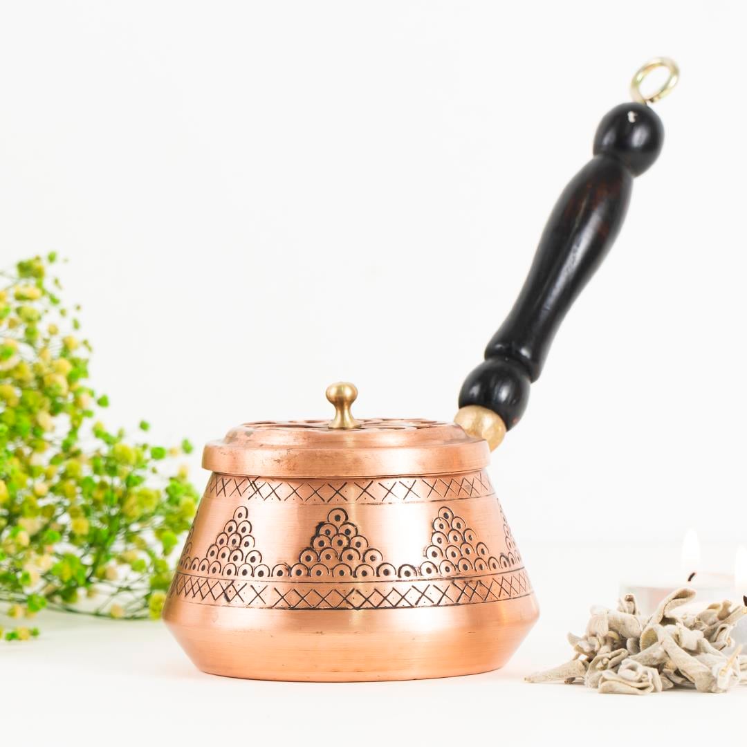 Kulplu Köşeli Bakır Demet & Reçine Tütsülük