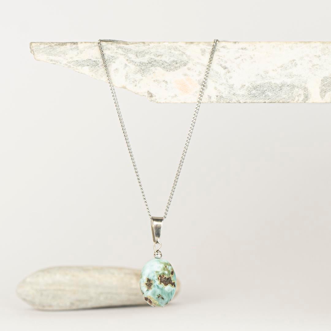 Larimar Damla Dogal Taş Kolye