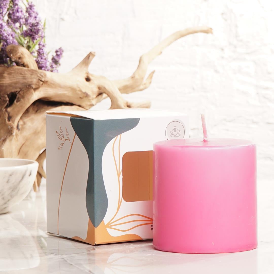 Mitr 7x7 cm Pembe Silindir Mum