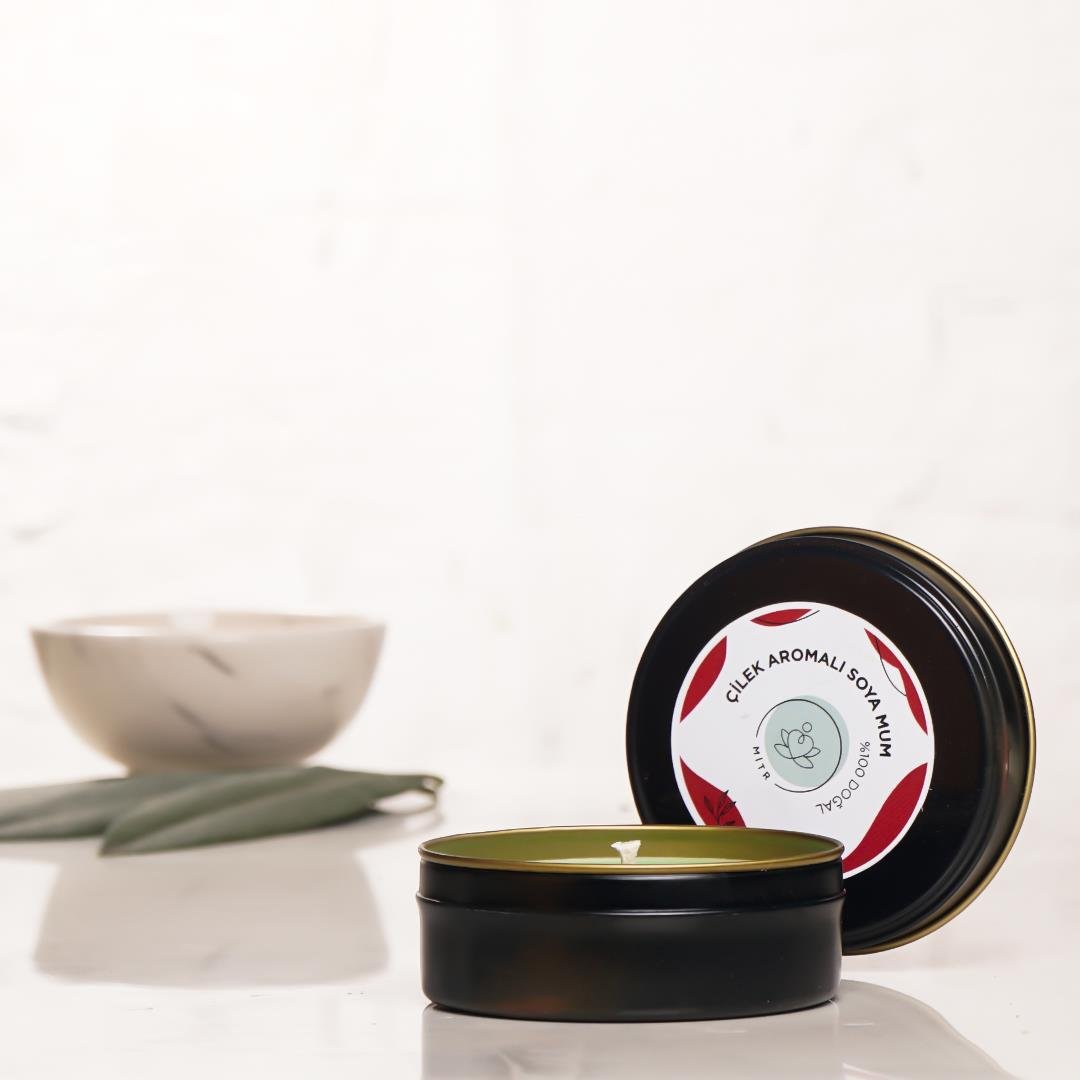 Mitr Çilek Aromalı Metal Soya Mum