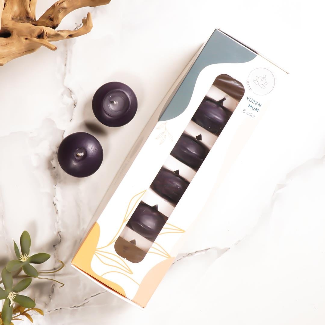 Mitr Lacivert Suda Yüzen Mum