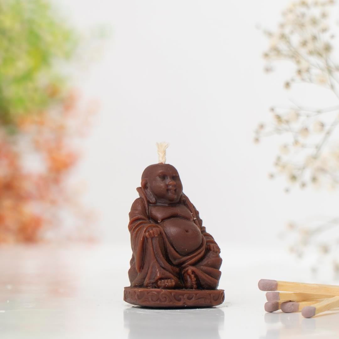 Mitr Oturan Buddha Temalı Dökme Balmumu Mum