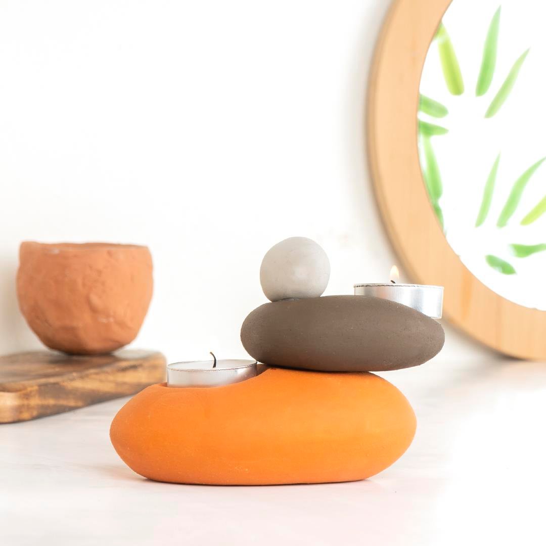 Mitr Özel Tasarım El Yapımı 2'li Tealight Mumluk