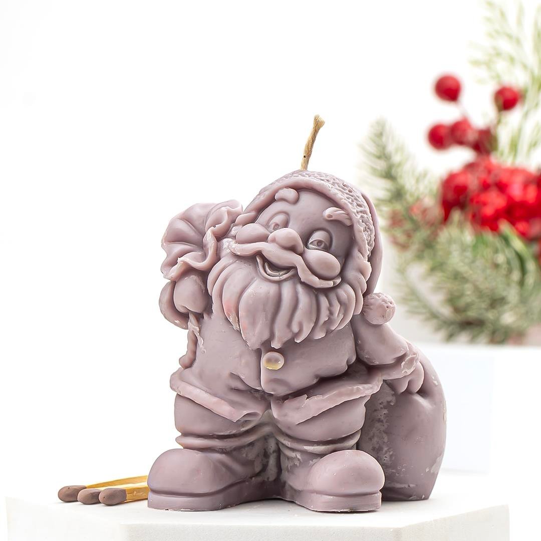 Noel Baba Temalı Mor Soya Mum