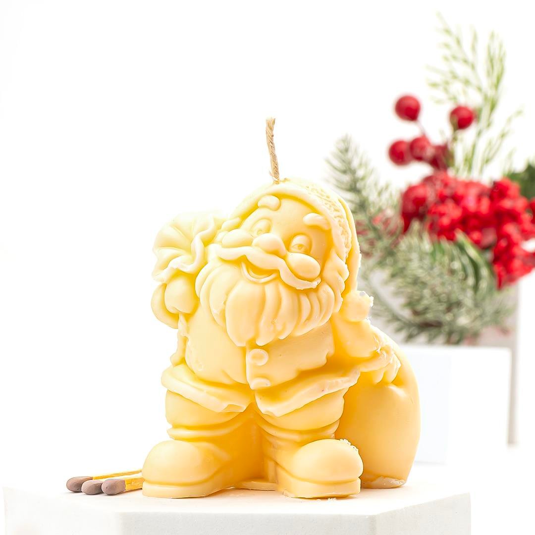 Noel Baba Temalı Turuncu Soya Mum