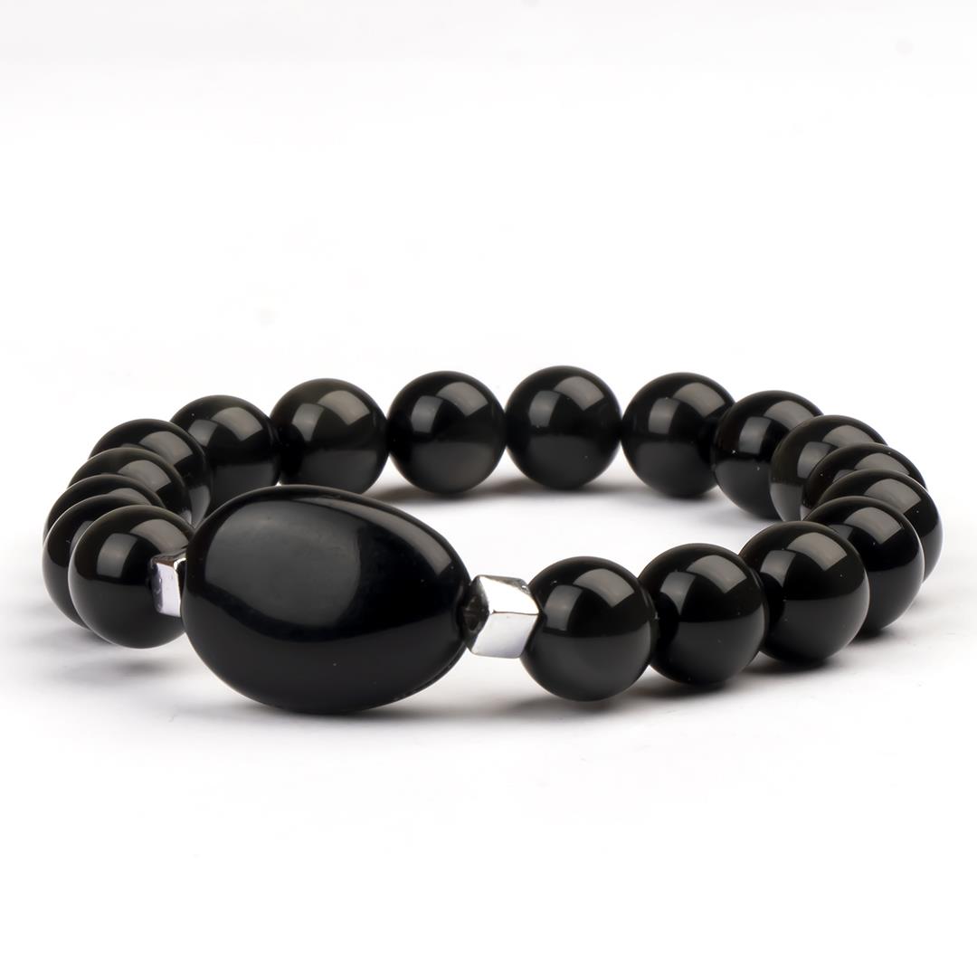 Obsidyen Doğal Taş Bileklik (10 mm) – İçsel Güç