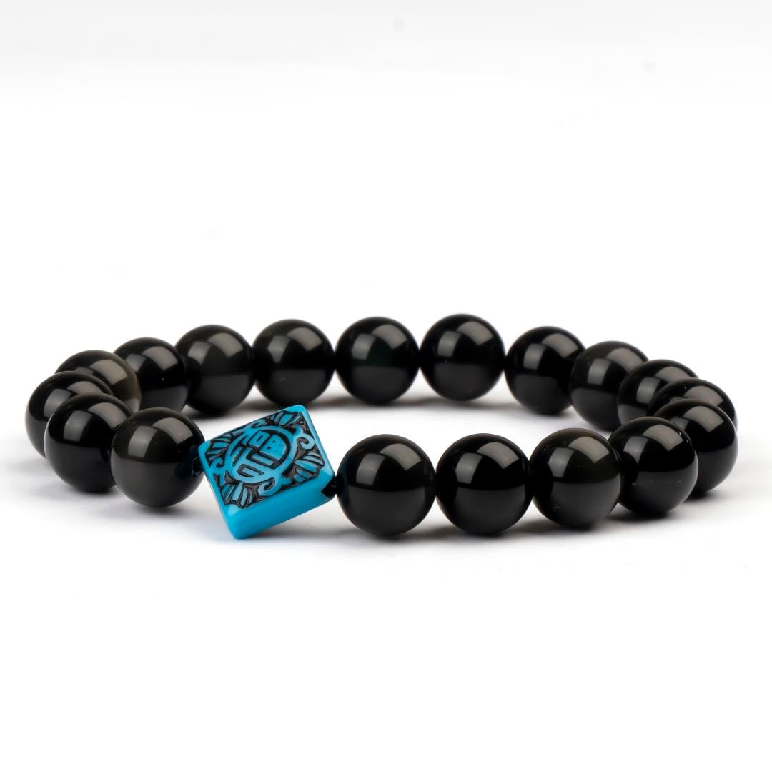 Obsidyen Doğal Taş Bileklik (10 mm) – Karanlık Tılsım
