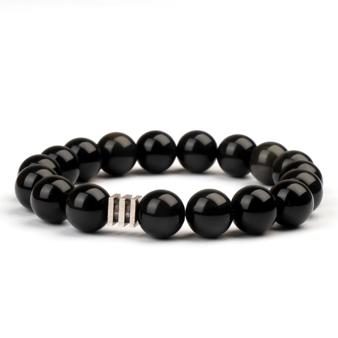Obsidyen Doğal Taş Bileklik (10 mm) – Ruh Temizliği