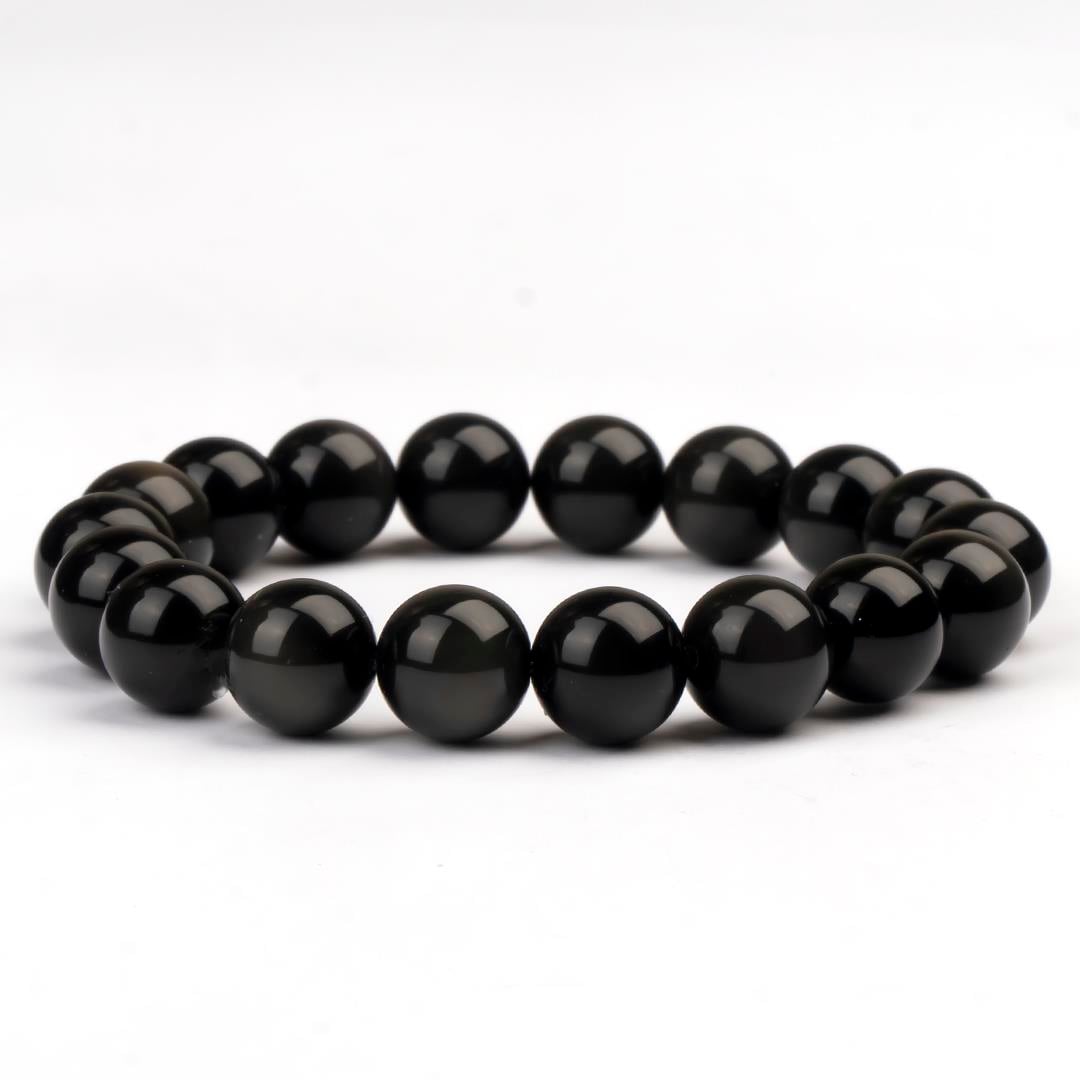 Obsidyen Doğal Taş Bileklik (10 mm) – Sonsuz Derinlik