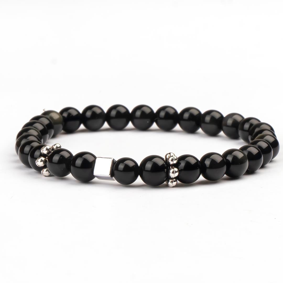 Obsidyen Doğal Taş Bileklik (6 mm) –  Ruh Kalkanı