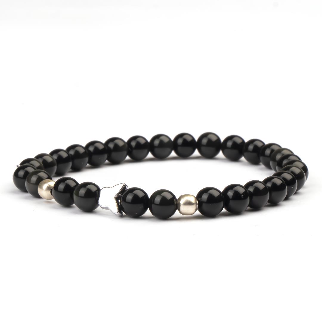 Obsidyen Doğal Taş Bileklik (6 mm) – Siyah Tılsım