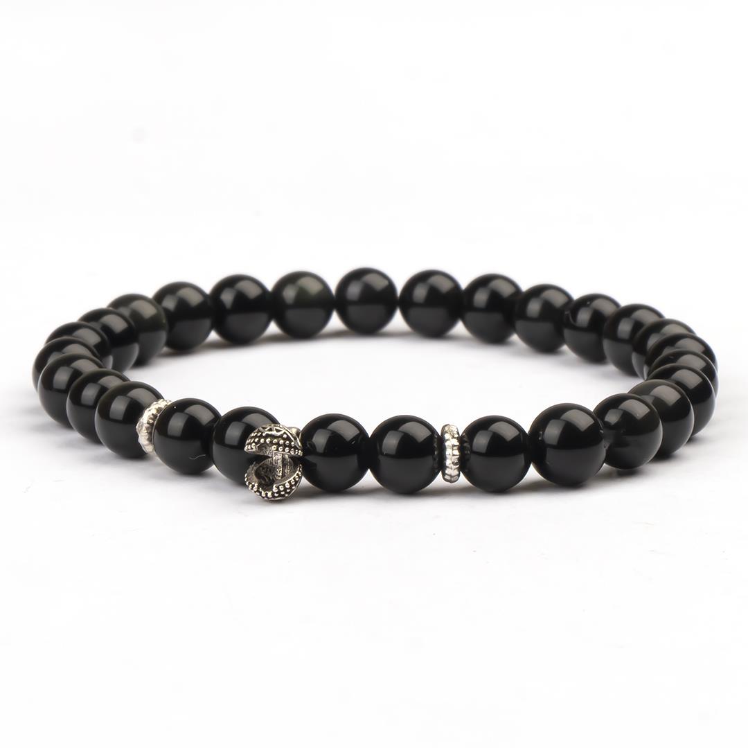 Obsidyen Doğal Taş Bileklik (6 mm) – Zihin Zırhı
