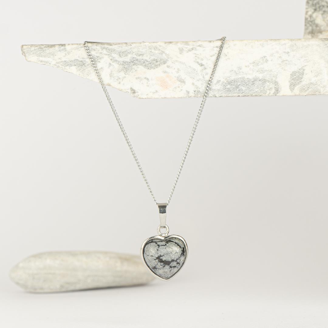 Obsidyen Kalpli Kaplama Dogal Taş Kolye