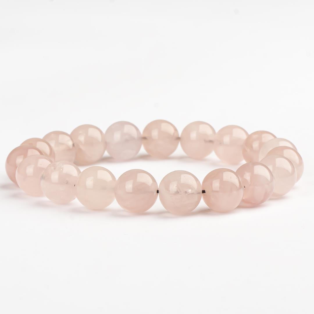 Pembe Kuvars Doğal Taş Bileklik (10 mm) – Dinginlik Tılsımı