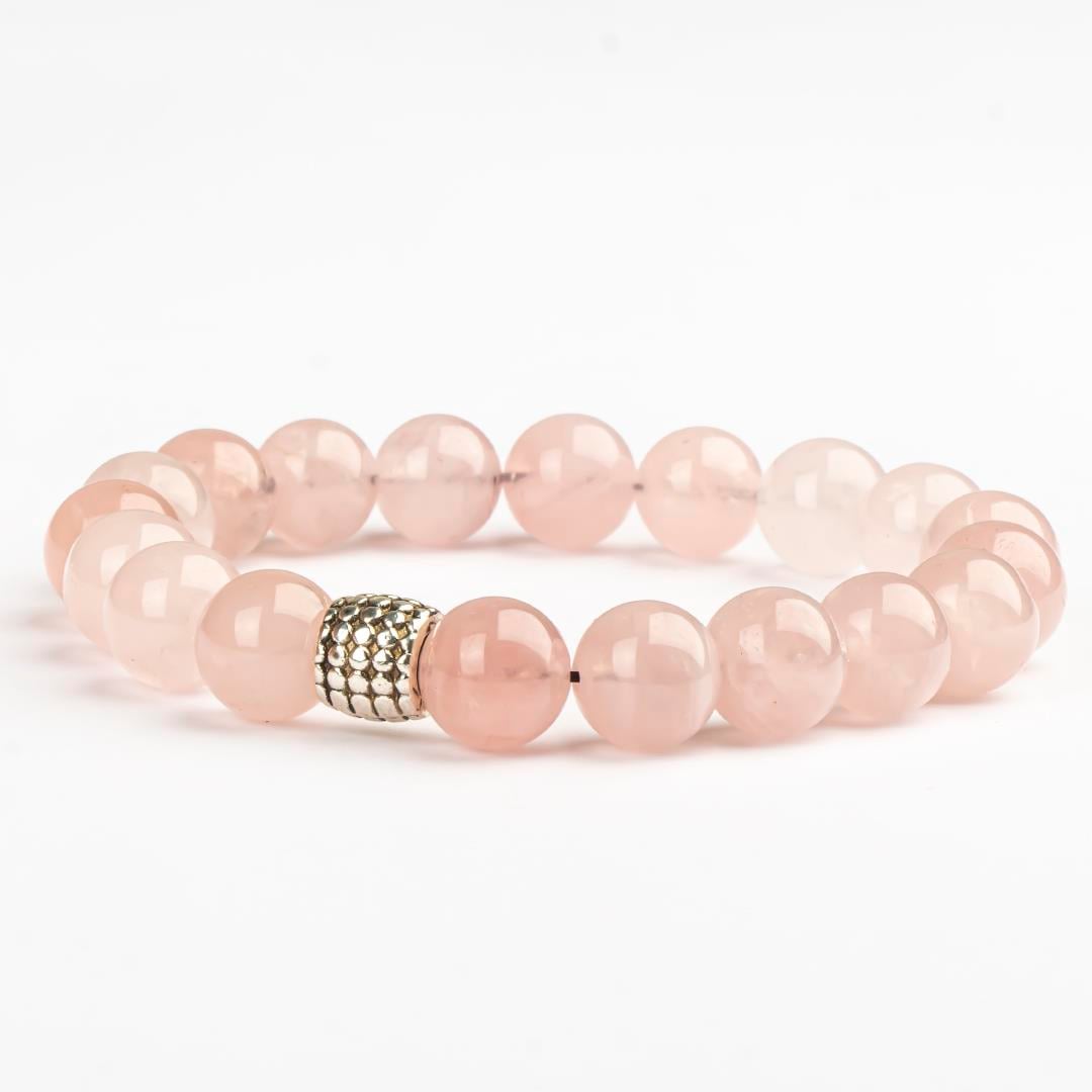 Pembe Kuvars Doğal Taş Bileklik (10 mm) – İçsel Bahar