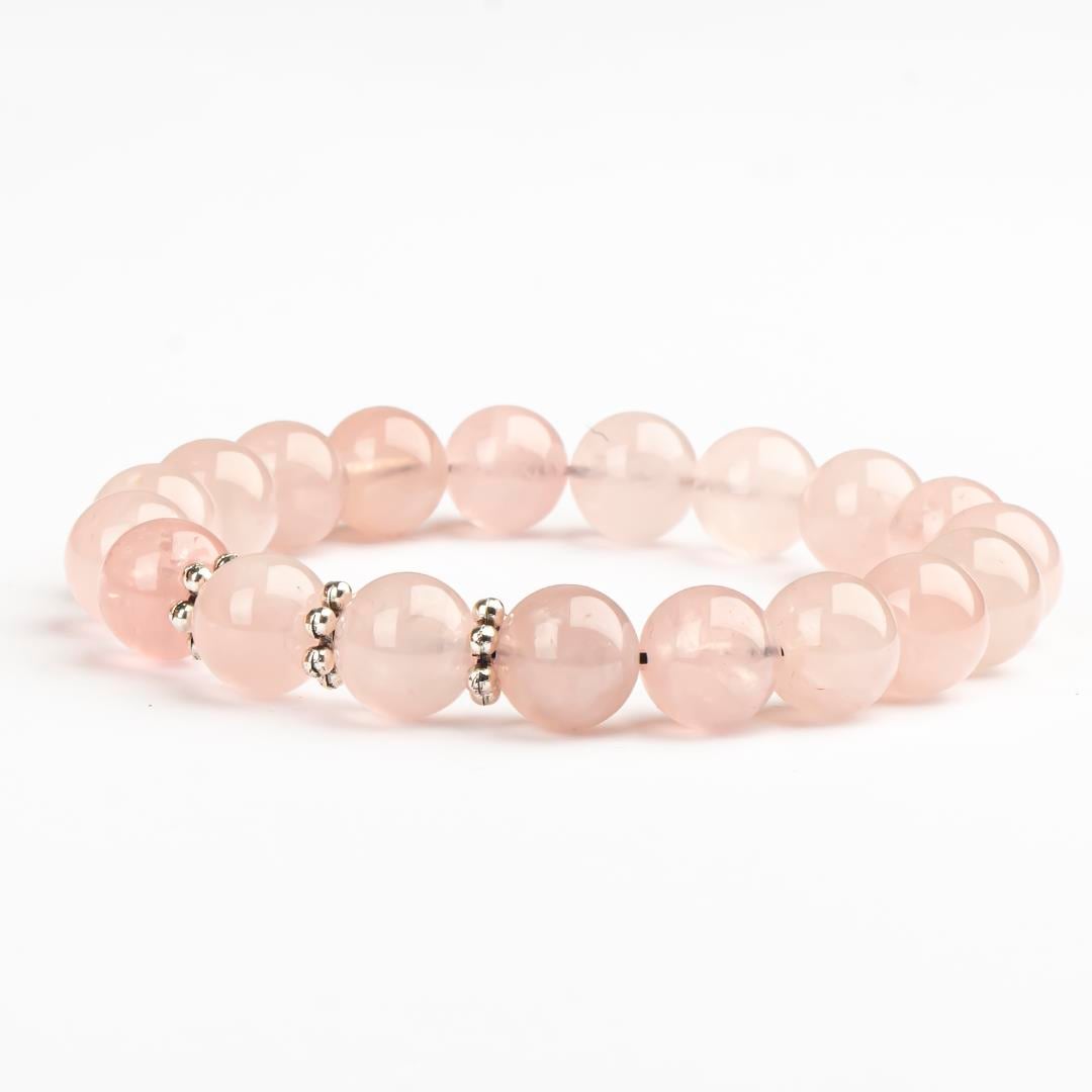 Pembe Kuvars Doğal Taş Bileklik (10 mm) – Gönül Pırıltısı