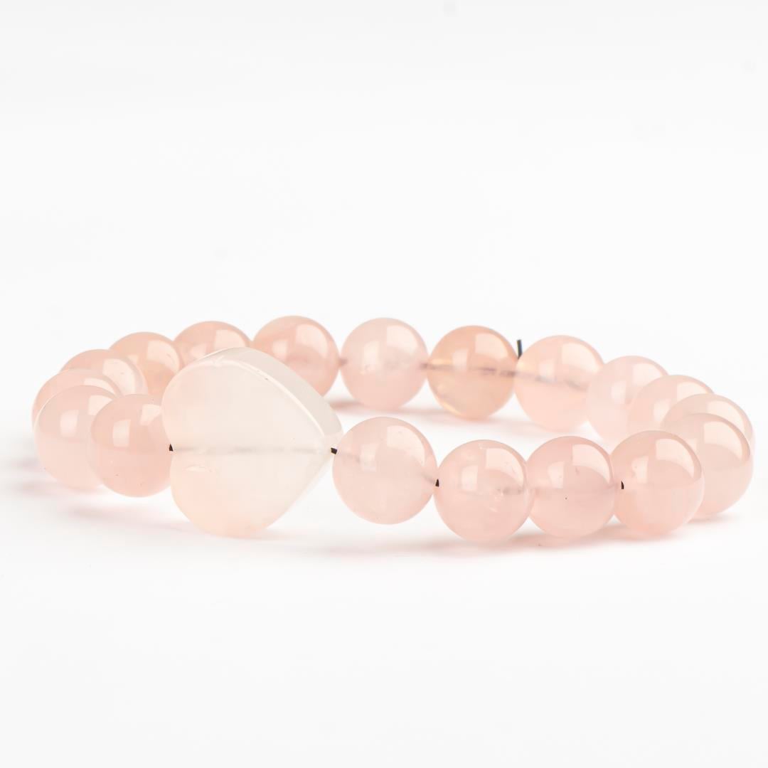 Pembe Kuvars Doğal Taş Bileklik (10 mm) – Ruhun Yumuşaklığı
