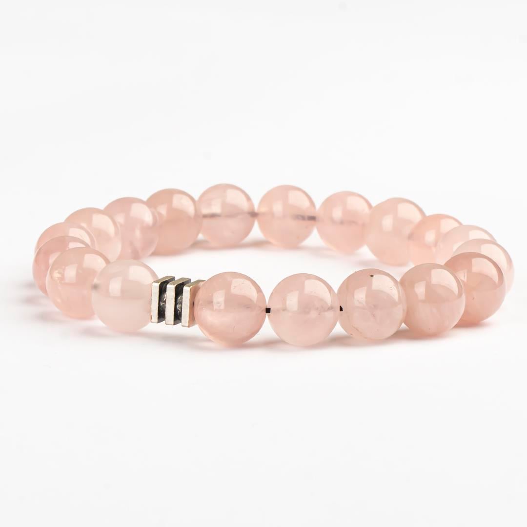 Pembe Kuvars Doğal Taş Bileklik (10 mm) – Koşulsuz Işık