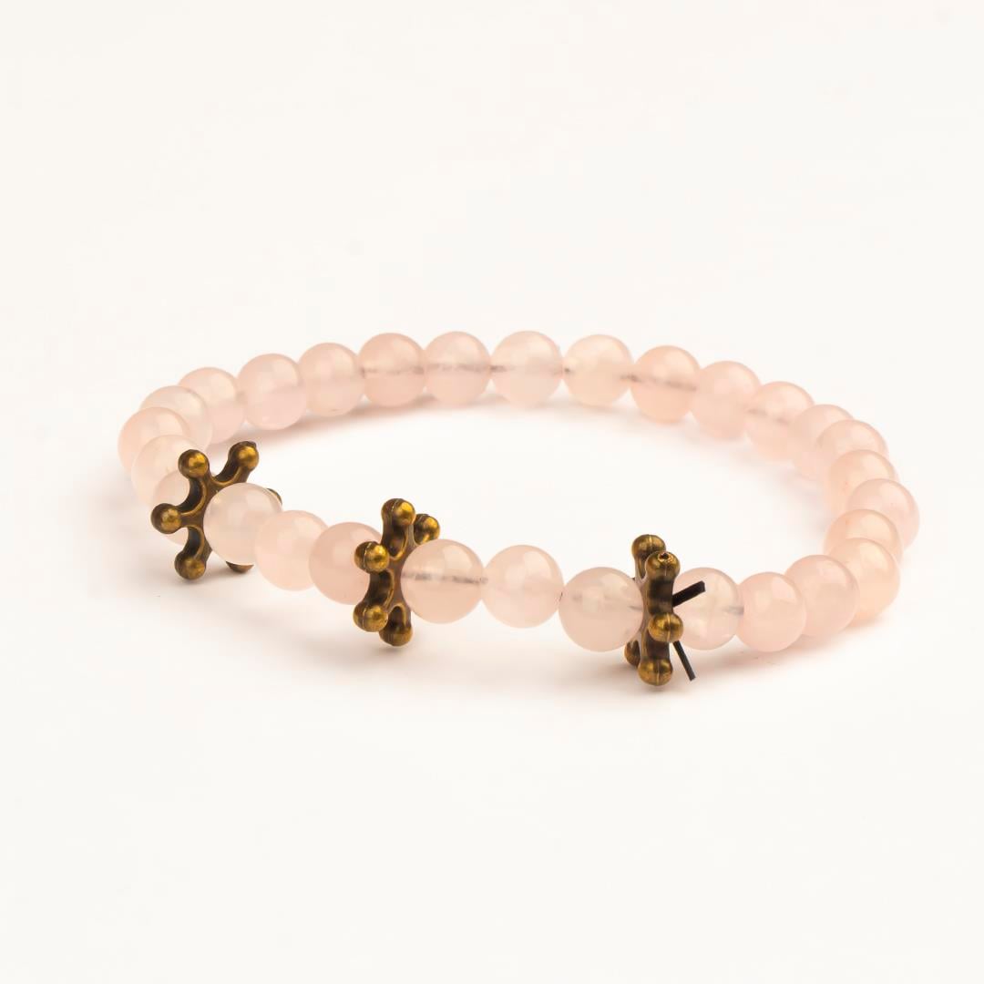 Pembe Kuvars Doğal Taş Bileklik (6 mm) – Kalp Işıltısı