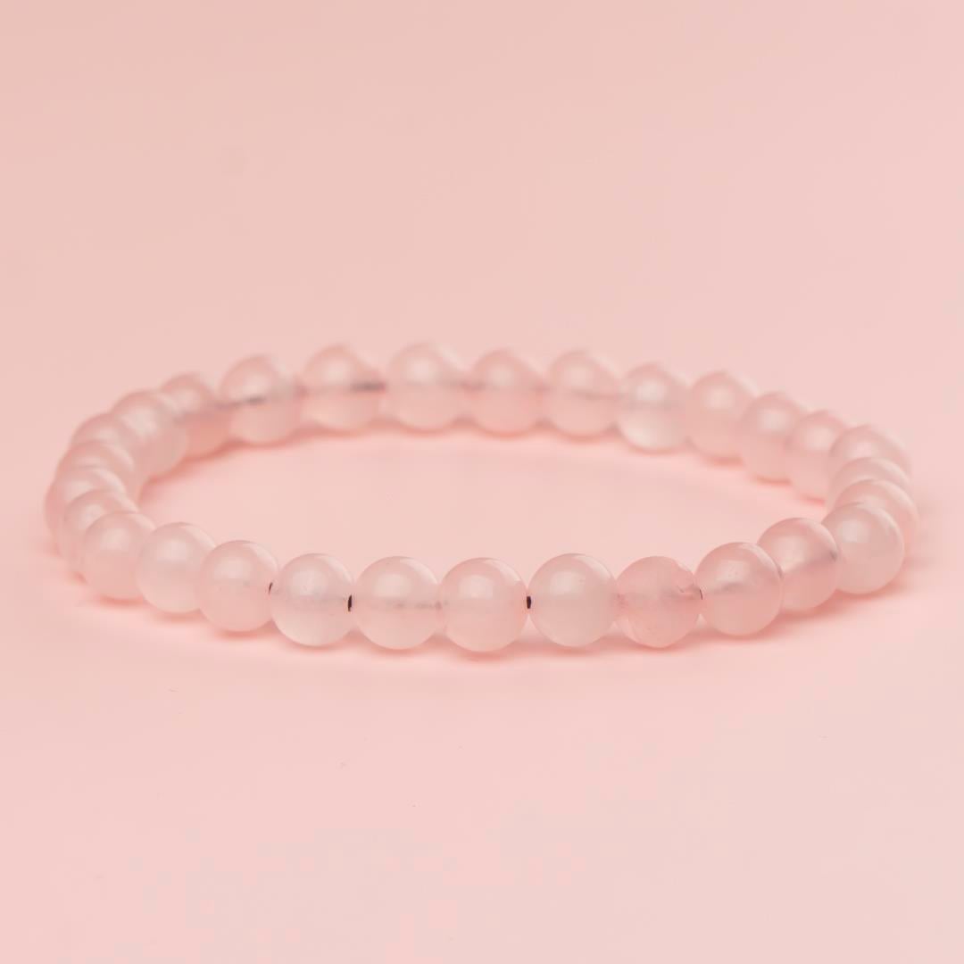 Pembe Kuvars Doğal Taş Bileklik (6 mm) – Pembe Sükûnet