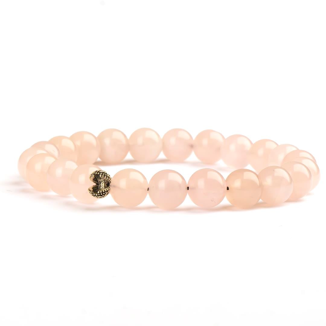 Pembe Kuvars Doğal Taş Bileklik (8 mm) – Kalbin Aynası
