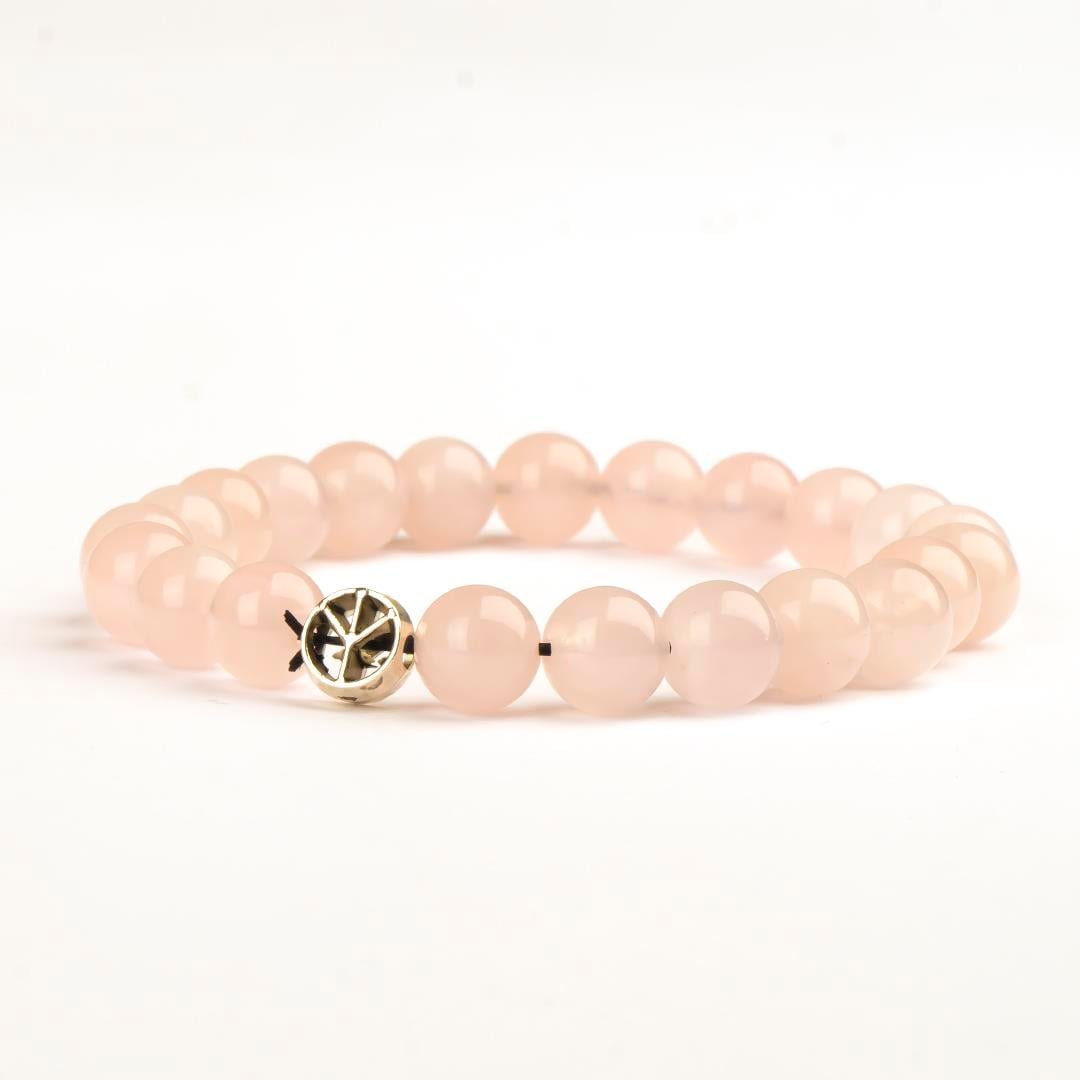 Pembe Kuvars Doğal Taş Bileklik (8 mm) – Sevda Taşı