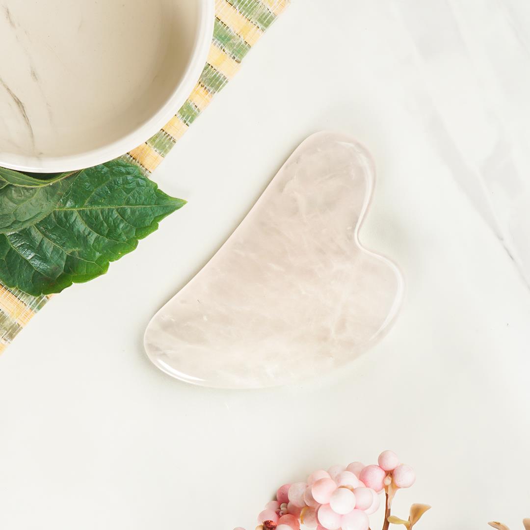 Pembe Kuvars Gua Sha Doğal Taş Masaj Aleti