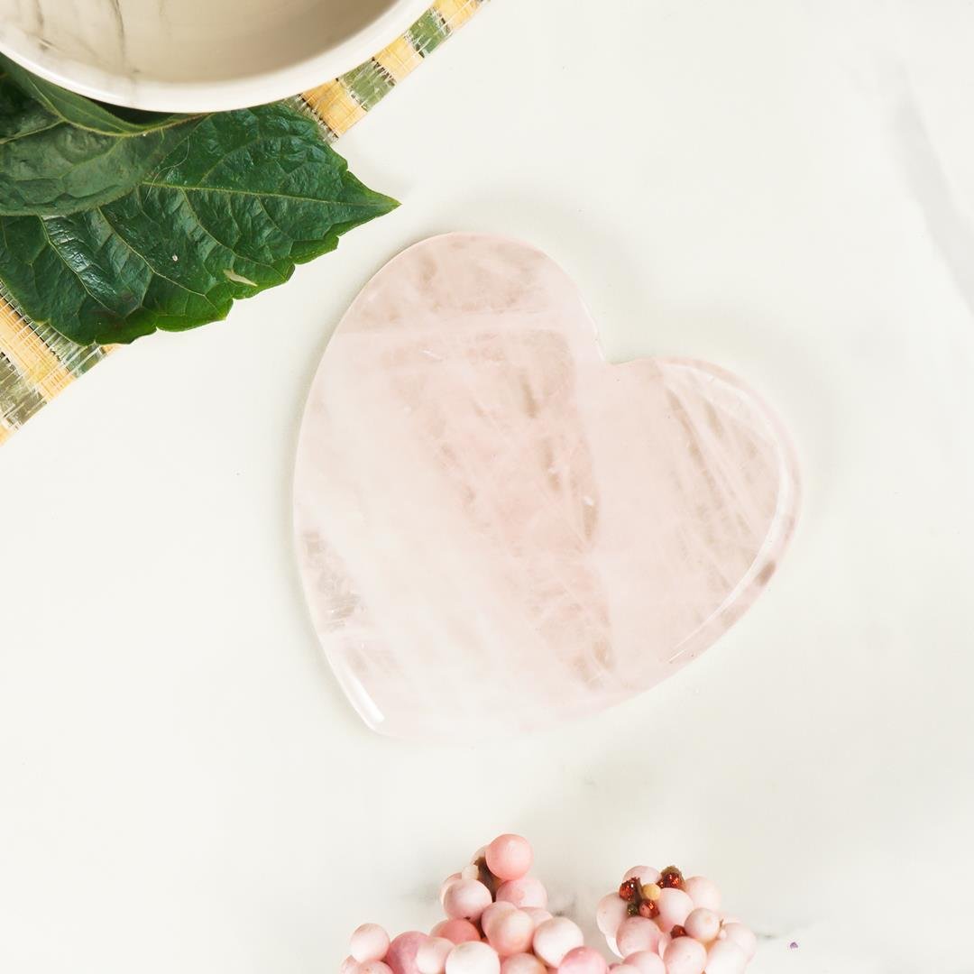 Pembe Kuvars (Heart) Gua Sha Doğal Taş Masaj Aleti