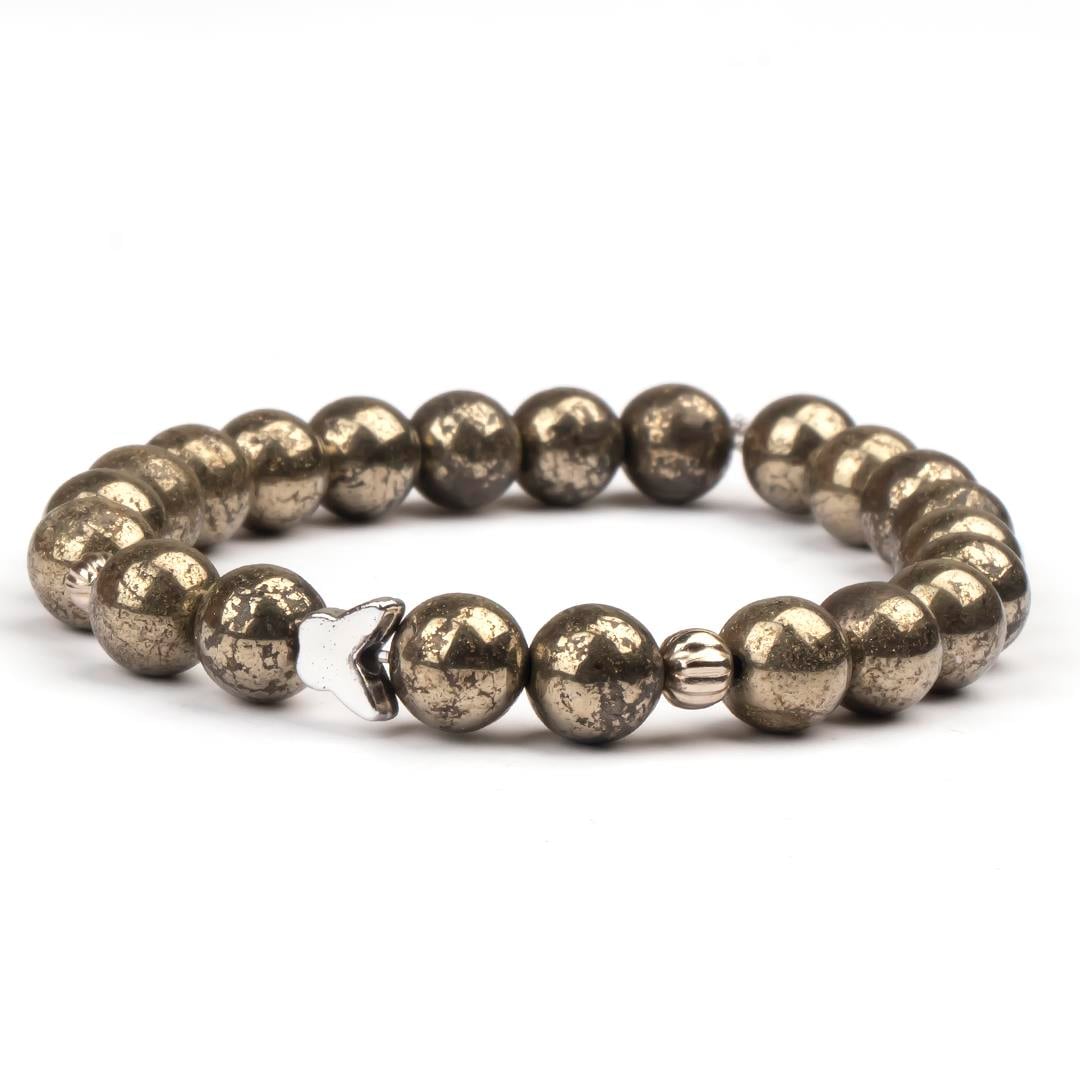 Pirit Doğal Taş Bileklik (8 mm) – Altın Zırh