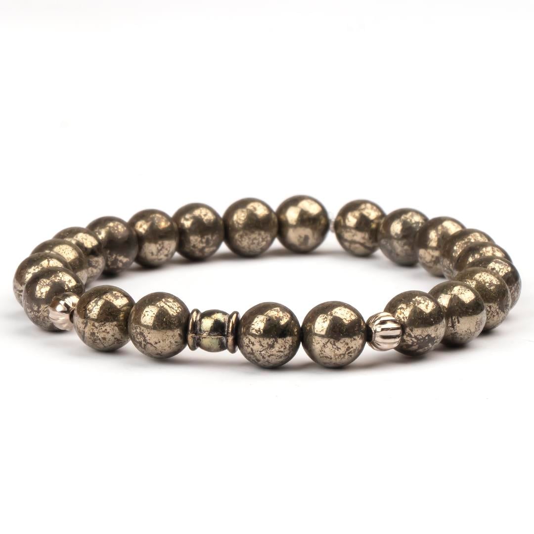 Pirit Doğal Taş Bileklik (8 mm) – Kübik Koruma