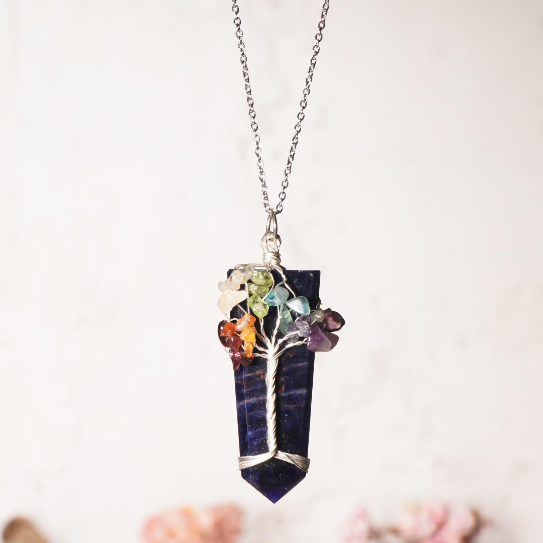 Sodalit & Çakra Doğal Taş Kolye