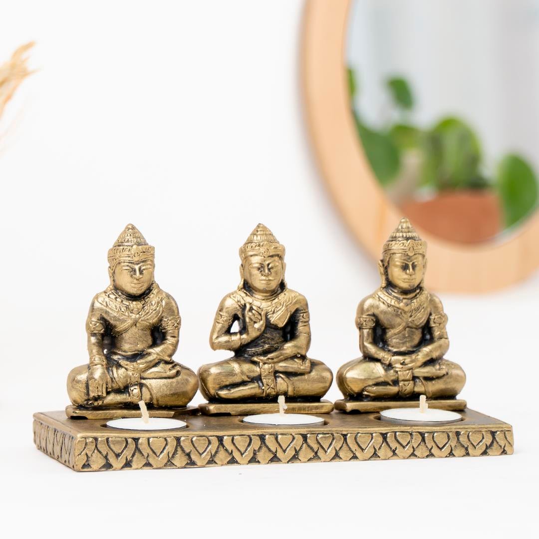 Üçlü Buddha Temalı Tealight Mumluk