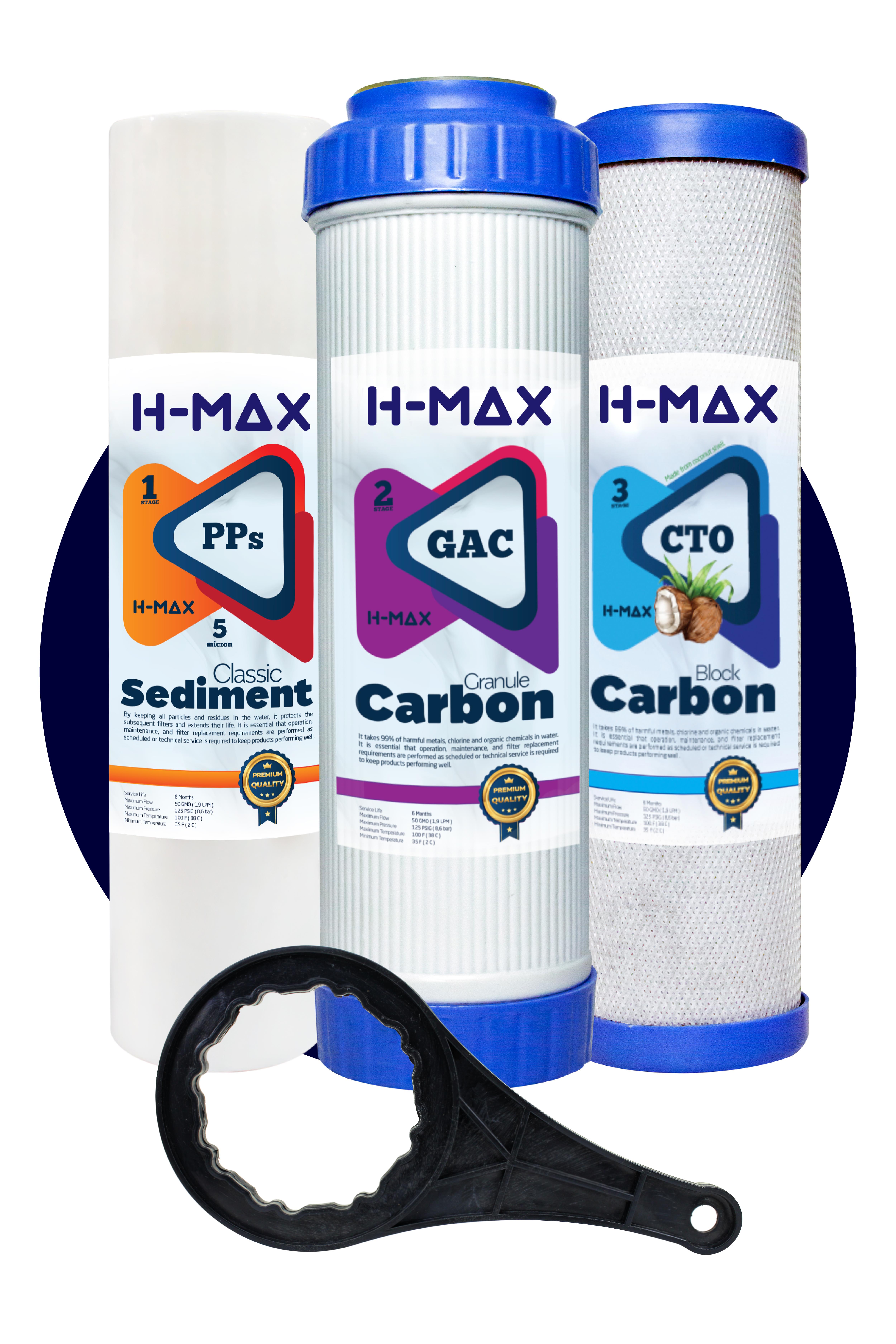 H-max Inline Açık Kasa Su Arıtma 3'lü Filtre Seti - 0033