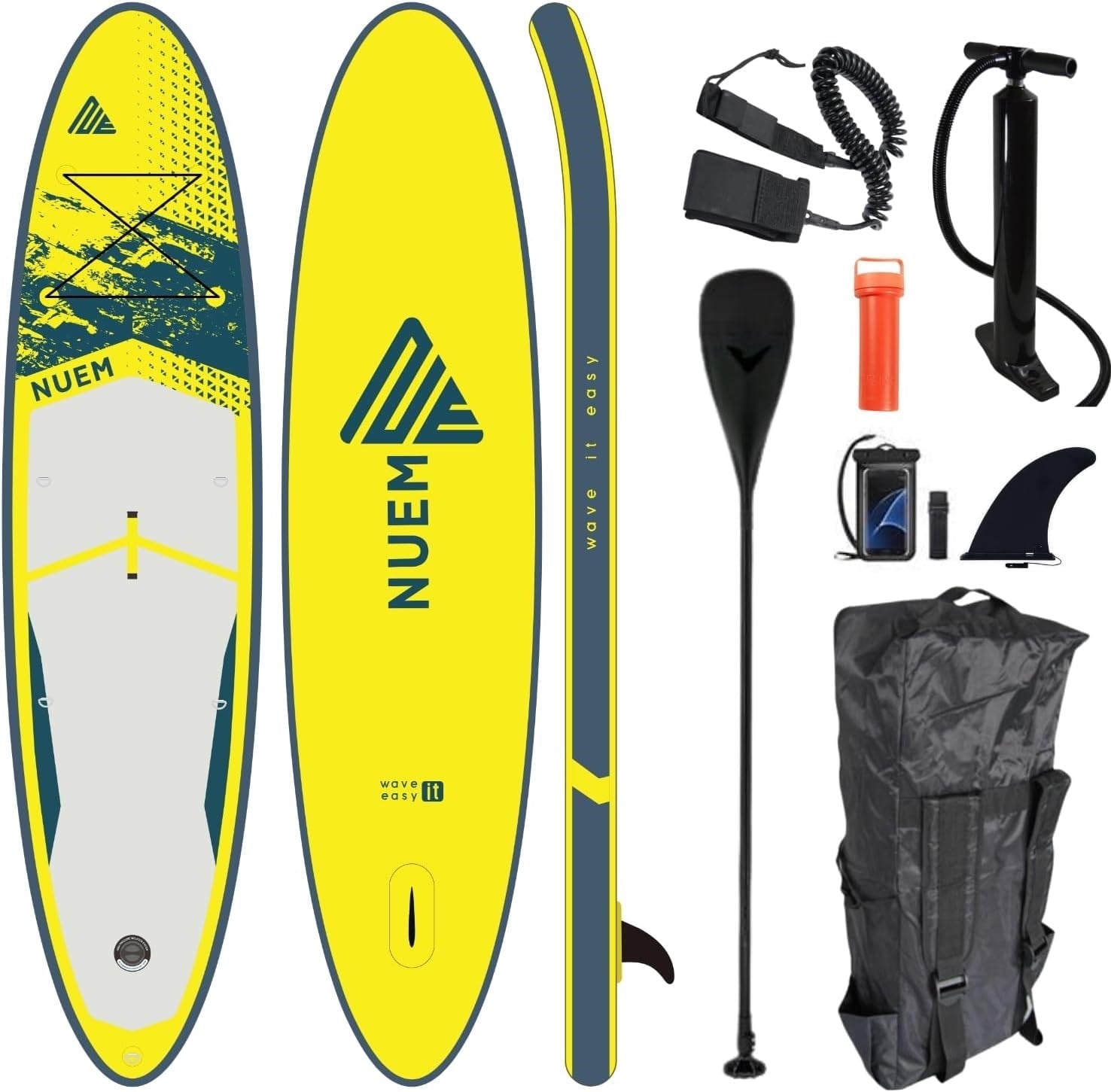 NUEM 10'6 (320x78x15cm) Şişme SUP Board - Stand Up Paddle Board - Başlangıç ve Orta Seviye Kürek Sörfü (Full Set - Aksesuarlar Dahildir)