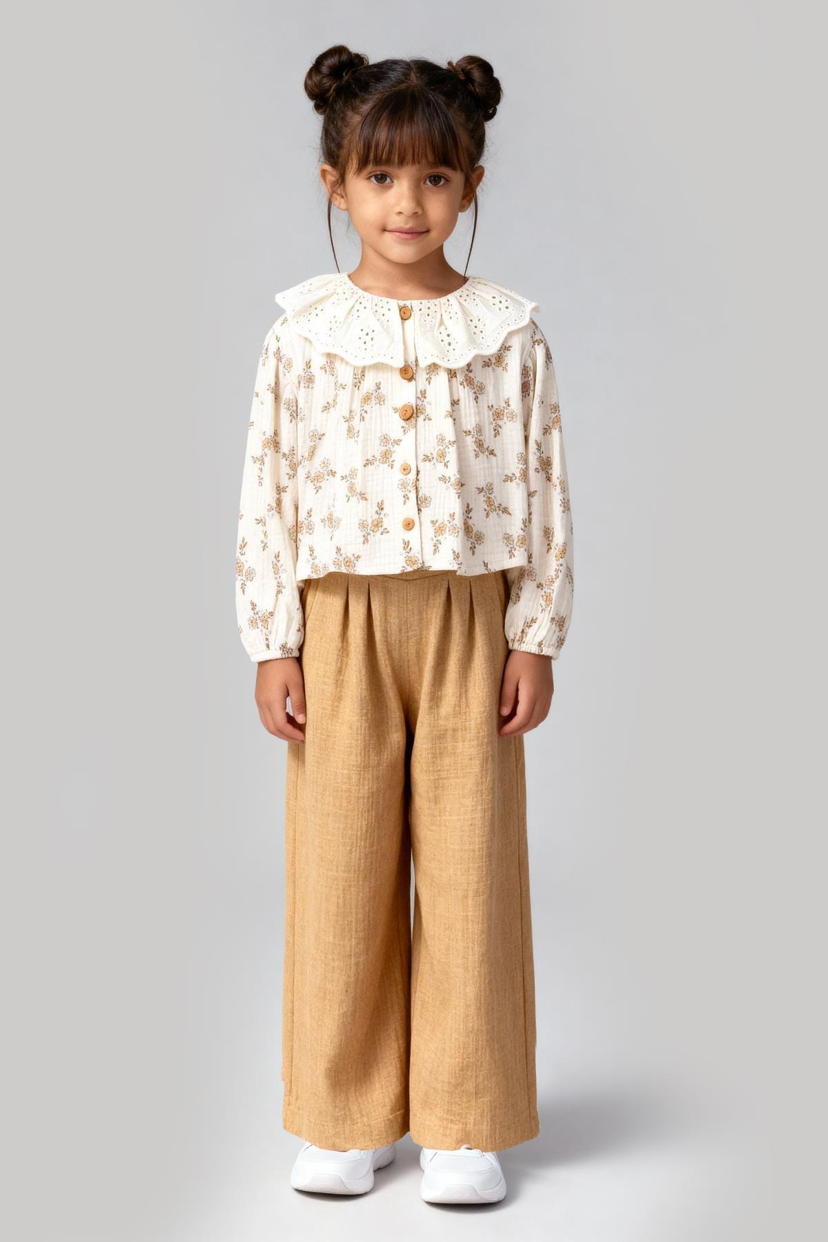 Tuffy Kız Çocuk Müslin Pantolonlu İkili Takım-02795